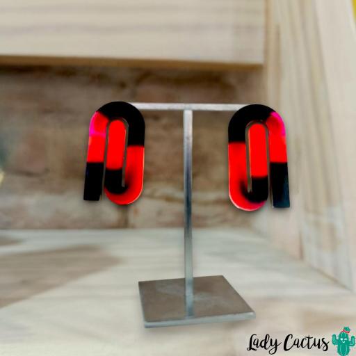 Pendientes Clips Rojo y Negro de Lady Cactus [4]