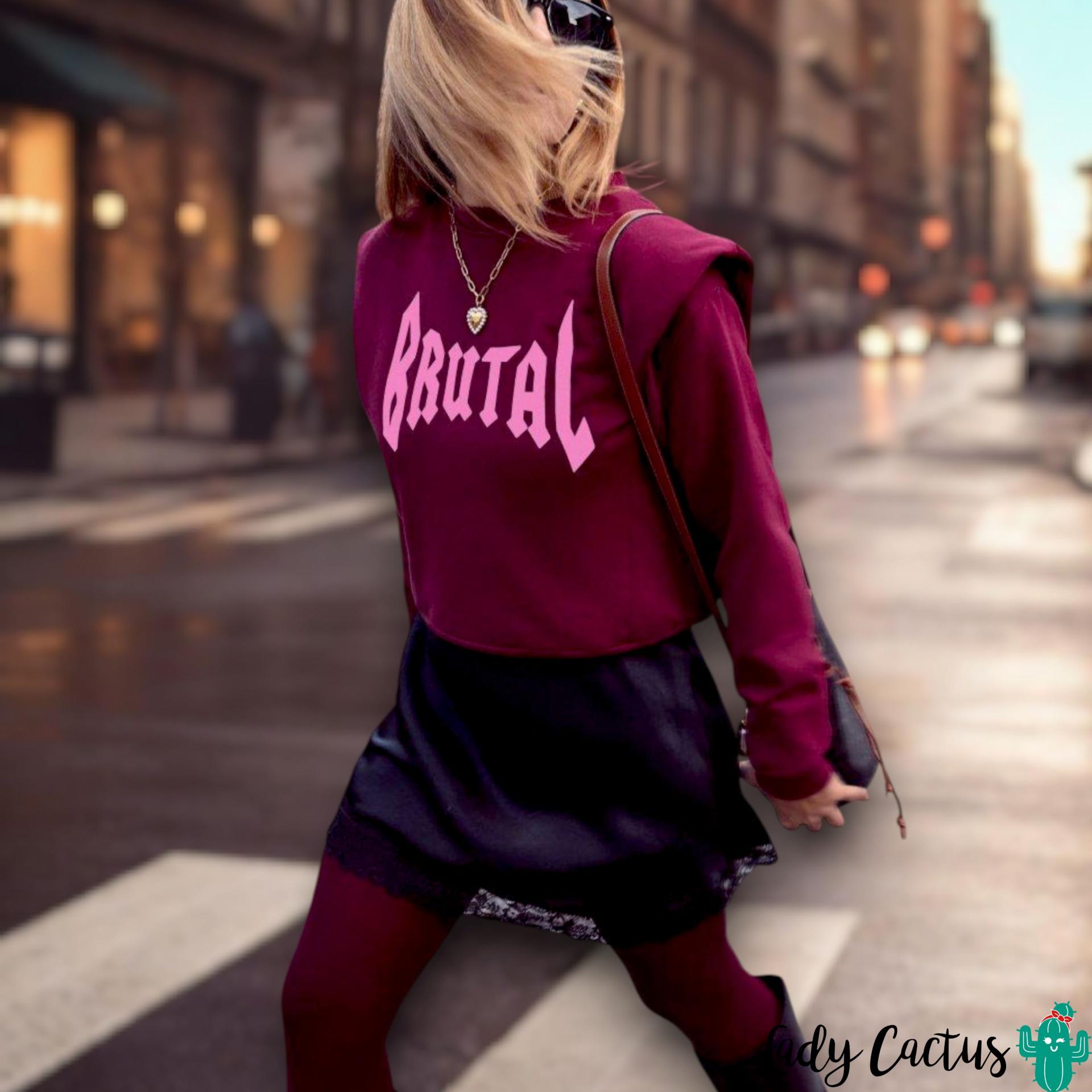 Sudadera Burdeos Brutal Aire Retro