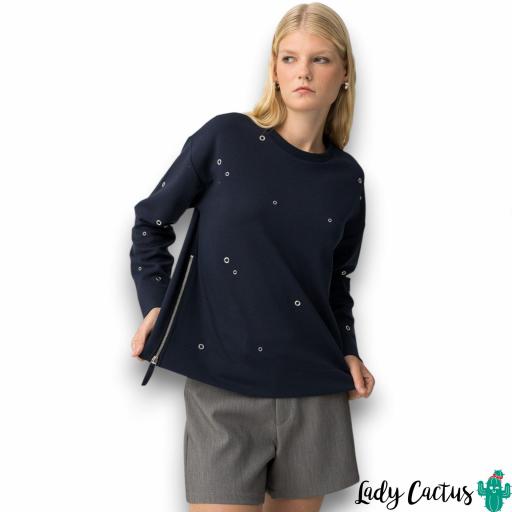 Sudadera East de Tiffosi azul oscuro con cremalleras laterales [1]
