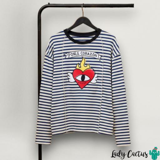 Sudadera Ponle Corazón Azul Blanca Aire Retro [4]