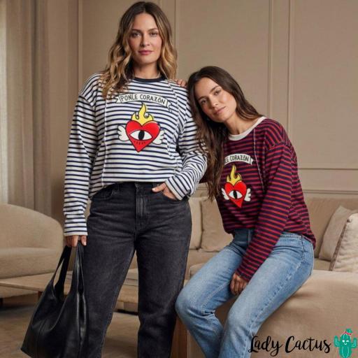 Sudadera Ponle Corazón Azul Blanca Aire Retro [6]