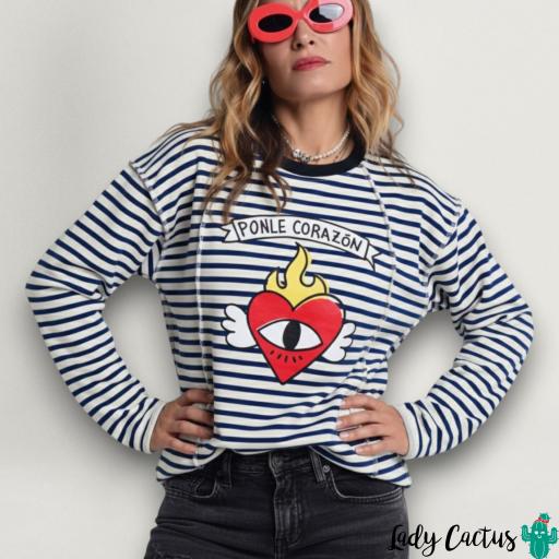 Sudadera Ponle Corazón Azul Blanca Aire Retro