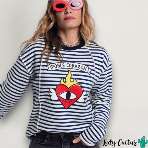 Sudadera Ponle Corazón Azul Blanca Aire Retro [1]