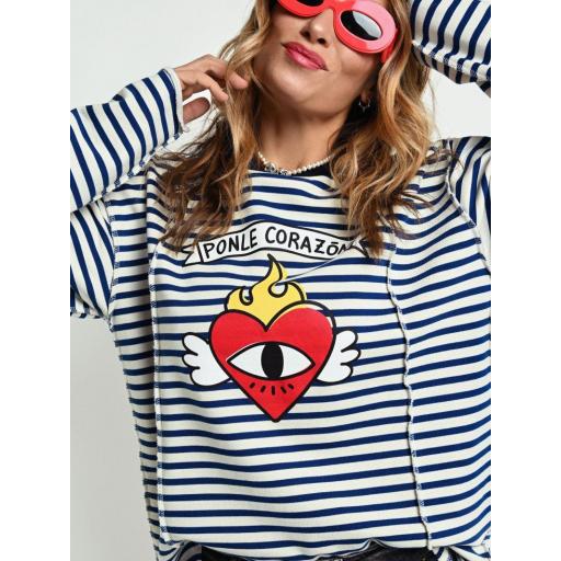 SUDADERA "PONLE CORAZÓN" AZUL/BLANCA de Aire Retro [0]