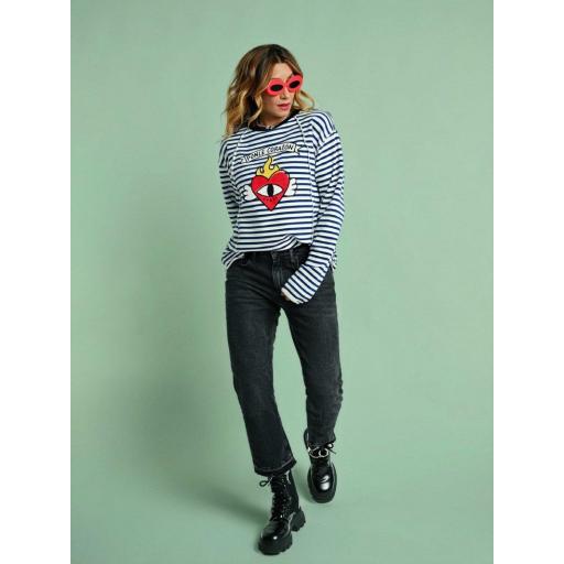 SUDADERA "PONLE CORAZÓN" AZUL/BLANCA de Aire Retro [1]