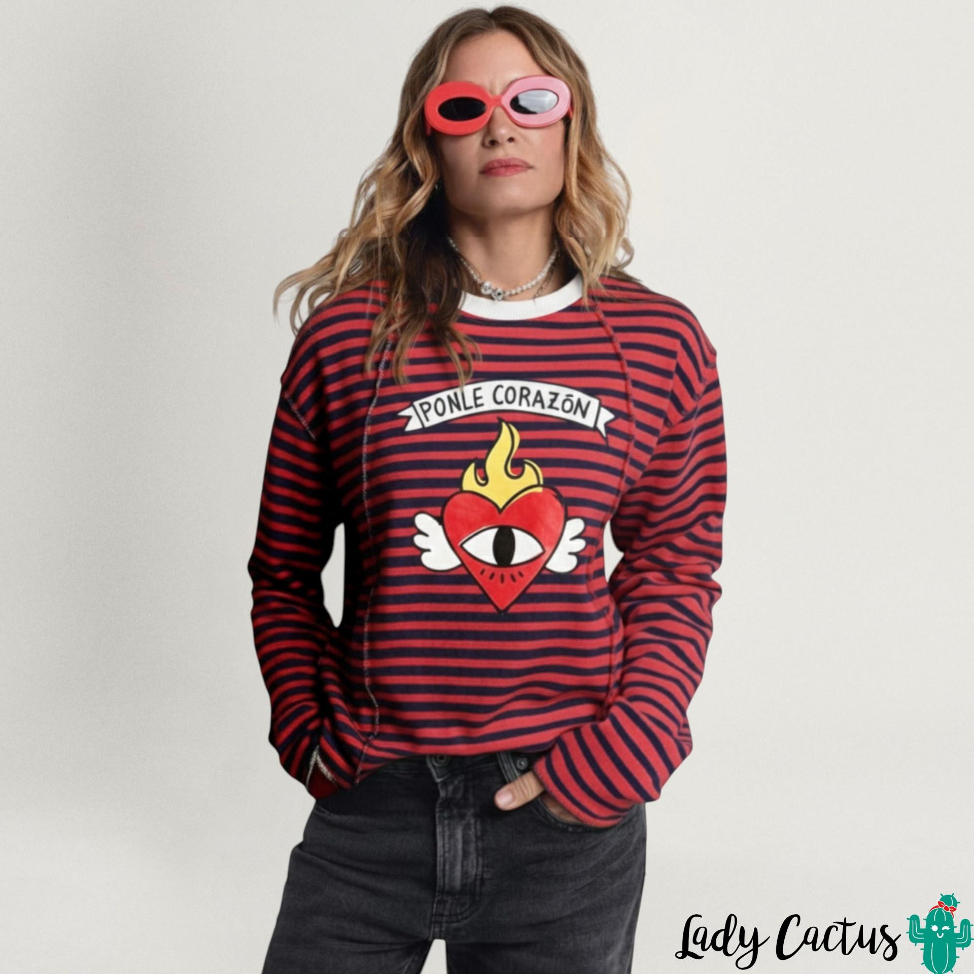 Sudadera Ponle Corazón Roja Azul Aire Retro