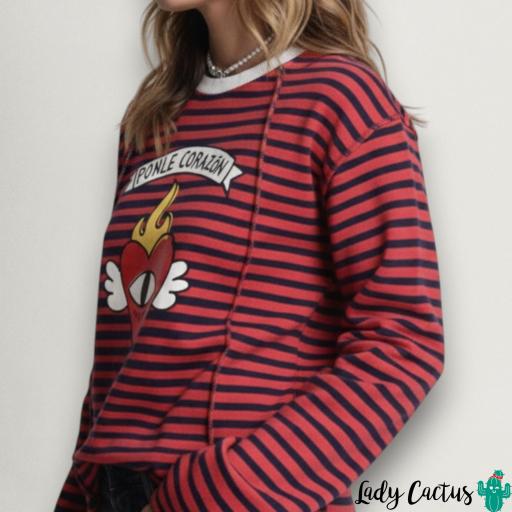 Sudadera Ponle Corazón Roja Azul Aire Retro [2]