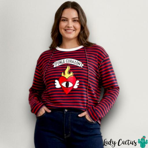 Sudadera Ponle Corazón Roja Azul Aire Retro [4]