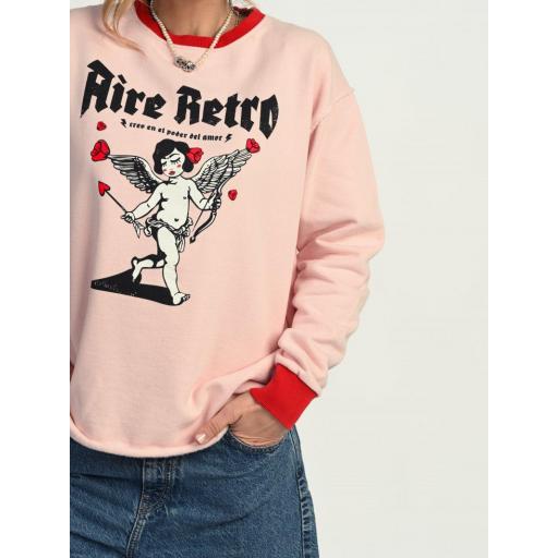 Sudadera Rosa Cupida - Aire Retro (Algodón y Felpa) [4]