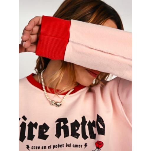Sudadera Rosa Cupida - Aire Retro (Algodón y Felpa) [3]