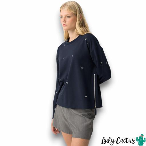 Sudadera East de Tiffosi azul oscuro con cremalleras laterales [0]