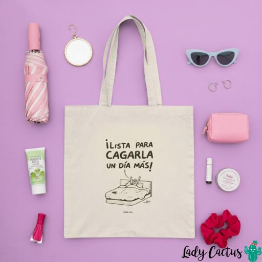 Tote Bag Lista para Cagarla María Gómez Lady Cactus