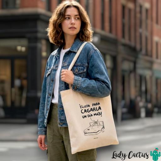 Tote Bag Lista para Cagarla María Gómez Lady Cactus [1]