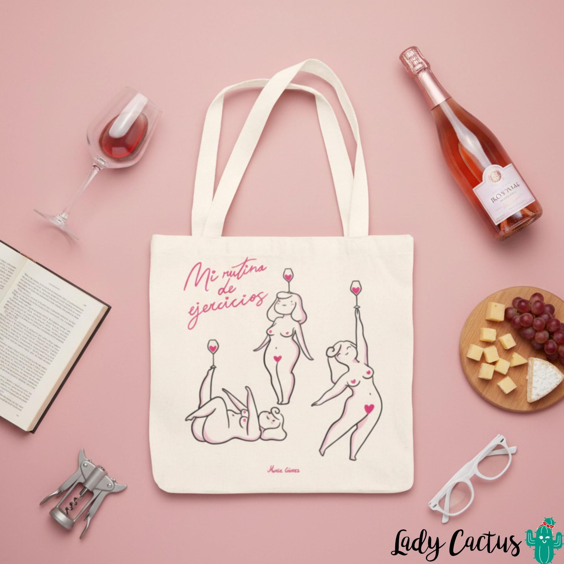 Tote Bag Mi Rutina de Ejercicios María Gómez Lady Cactus