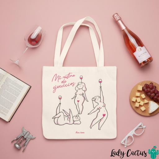 Tote Bag Mi Rutina de Ejercicios María Gómez Lady Cactus