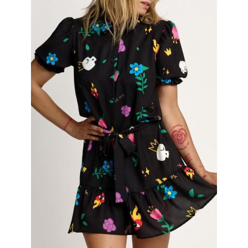 Vestido Dibujo Ama negro Aire Retro [3]