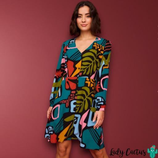 Vestido Corto Eucalipto Multicolor de Smile [0]