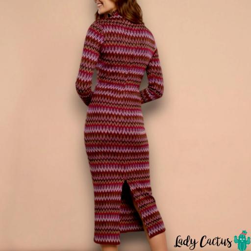 Vestido Roma de Minueto granate con estampado zigzag [5]