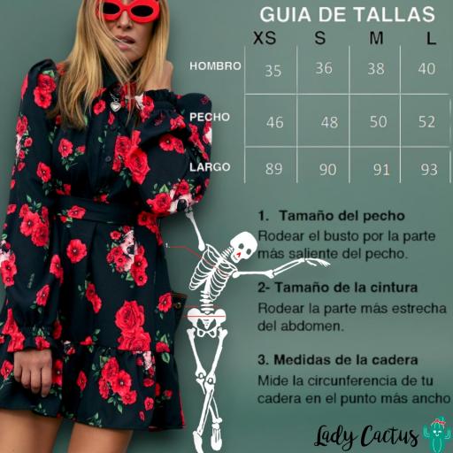 Vestido Rosas y Calaveras Corto Aire Retro [7]