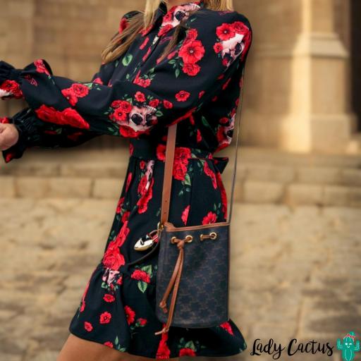 Vestido Rosas y Calaveras Corto Aire Retro [3]