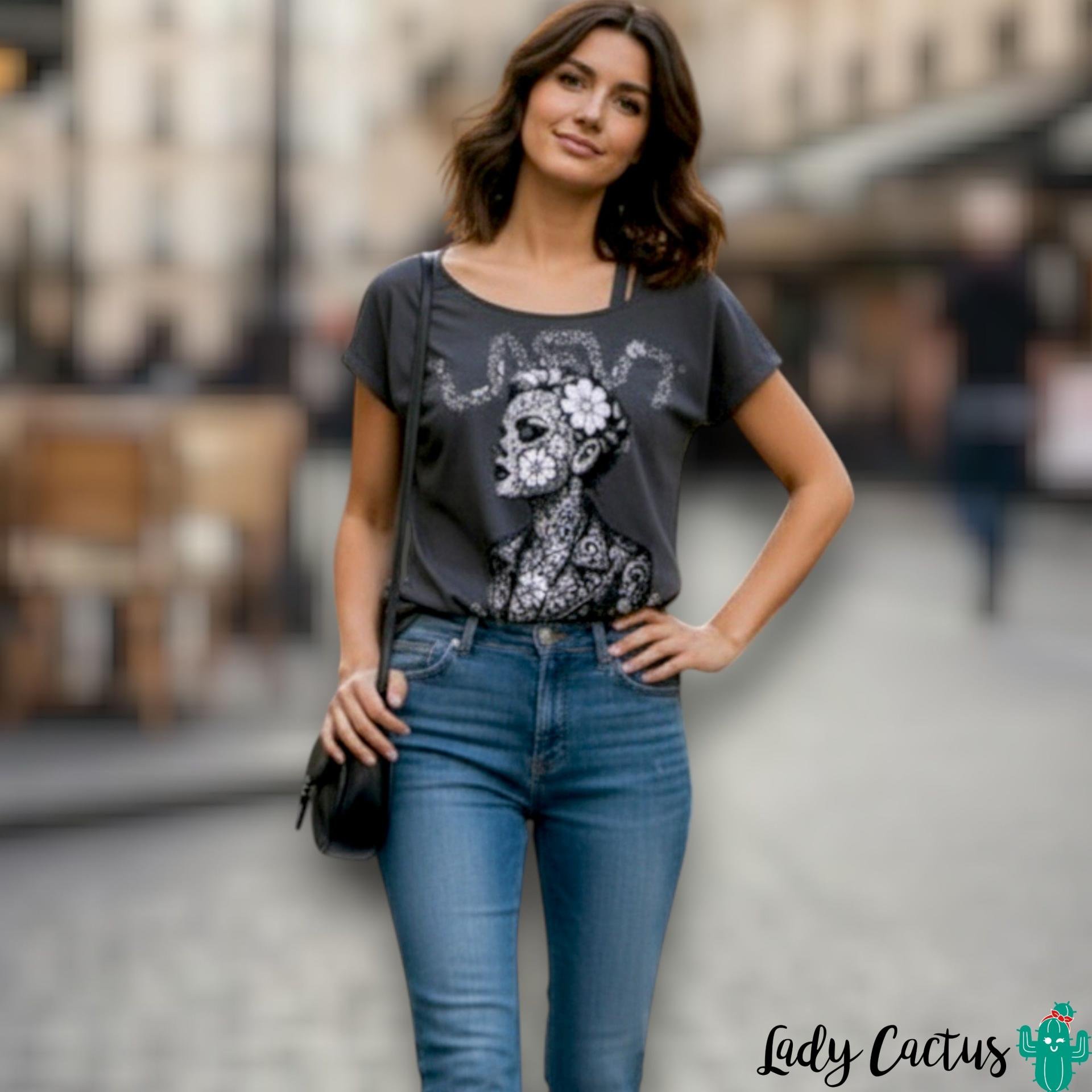 tienda-lady-cactus-lasal-camiseta-baby-negro-desgastado