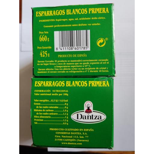 Esparrago Nacional DANTZA 1ª 4/6 Frutos lata kilo Extra Grueso [1]