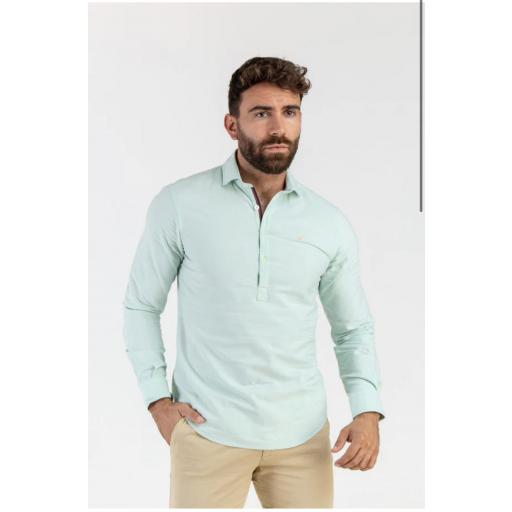 Camisa Polera Oxford verde agua