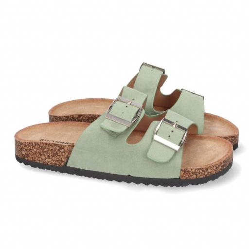 Sandalia de Plana Bio con Hebillas Verde [0]