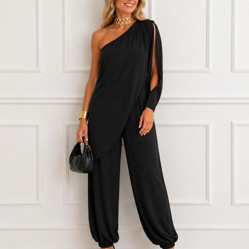 Mono Asimétrico Elegante Mujer | Mono Fiesta Elisa Negro