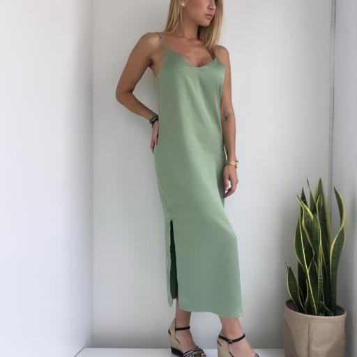 Vestido Satén Verde