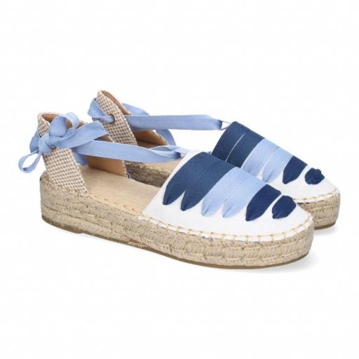 Alpargarta Plana Estilo Valenciana para Mujer Azul