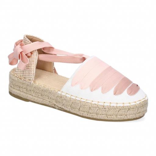 Alpargarta Plana Estilo Valenciana para Mujer Rosa [1]