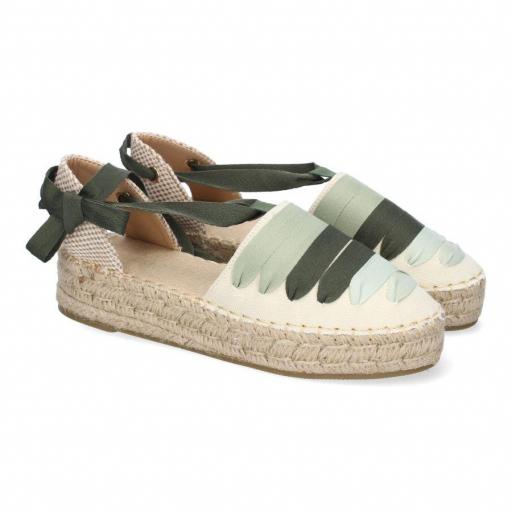 Alpargarta Plana Estilo Valenciana para Mujer Verde