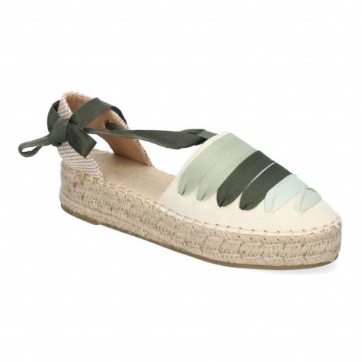 Alpargarta Plana Estilo Valenciana para Mujer Verde [1]