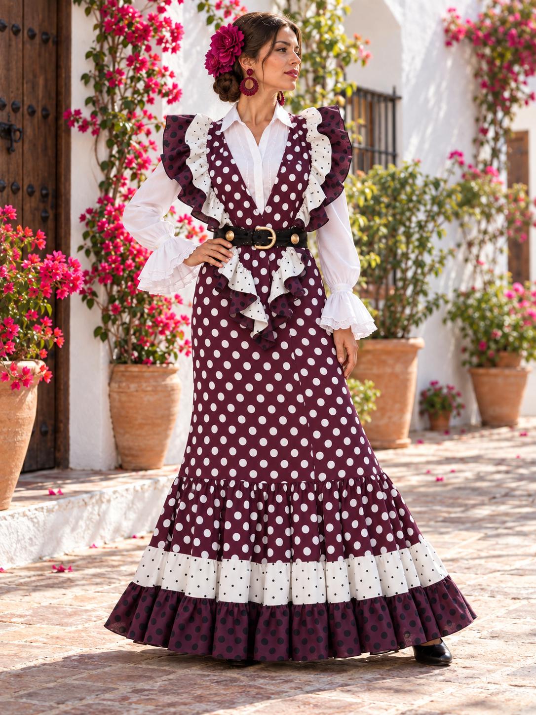Falda Rociera con Pico Flamenco de Lunares | Mälika