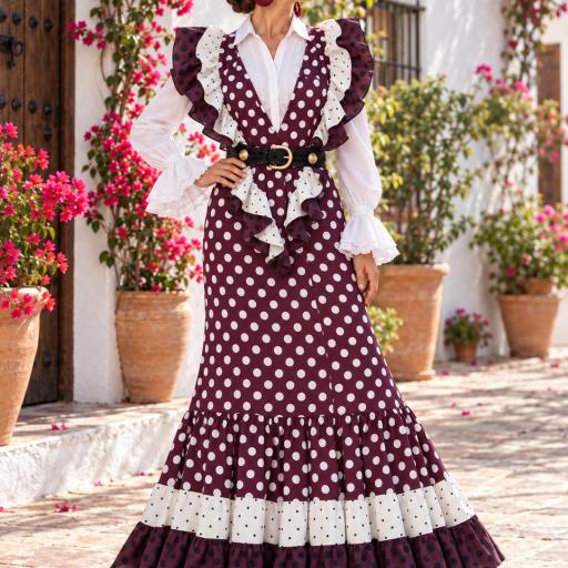 Falda Rociera con Pico Flamenco de Lunares | Mälika