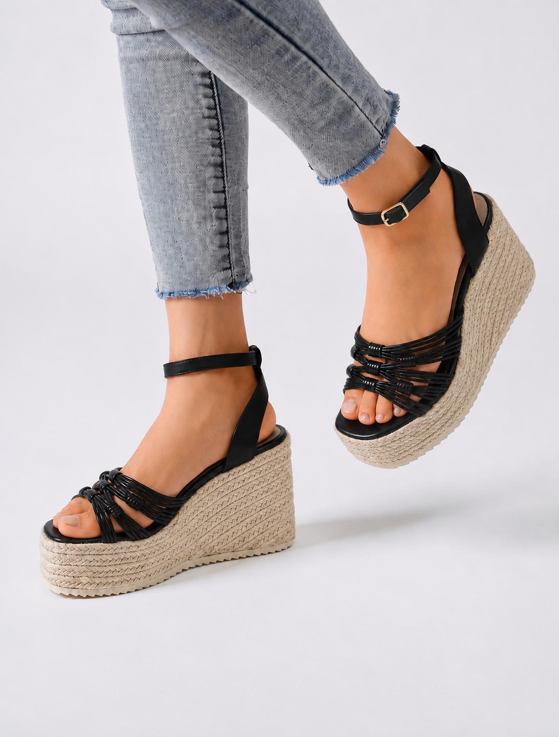 Cuñas Negro de Ibiza – Sandalias de Plataforma Elegantes y Cómodas