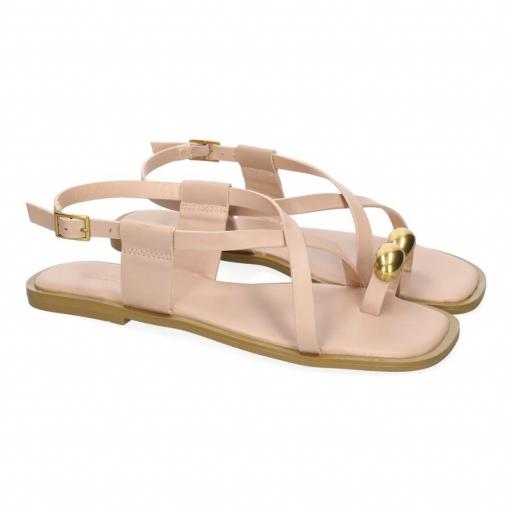 Sandalias Planas de Mujer Lassy Kaki