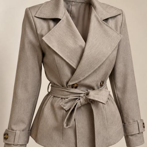 Chaqueta Sare Estilo Trench en Color Taupe [1]