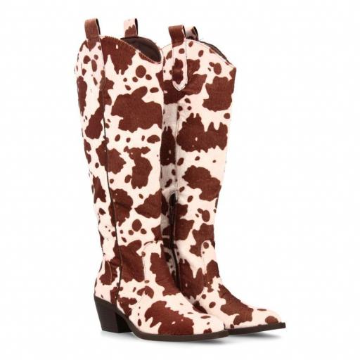 Botas cowboy estampado vaca marrón [1]