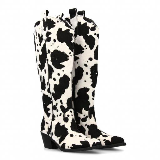 Botas cowboy estampado vaca negro [1]
