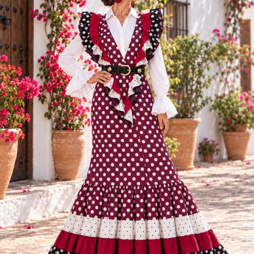 Falda Rociera con Pico Flamenco de Lunares | Mälika [2]