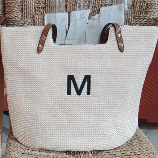 Bolso Personalizado con Inicial Rafia 
