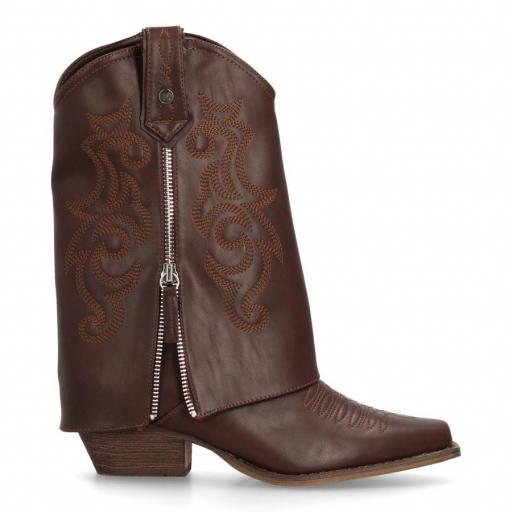 Botas de Tacón para Mujer, Estilo Cowboy Polaina,  Marrón piel [1]