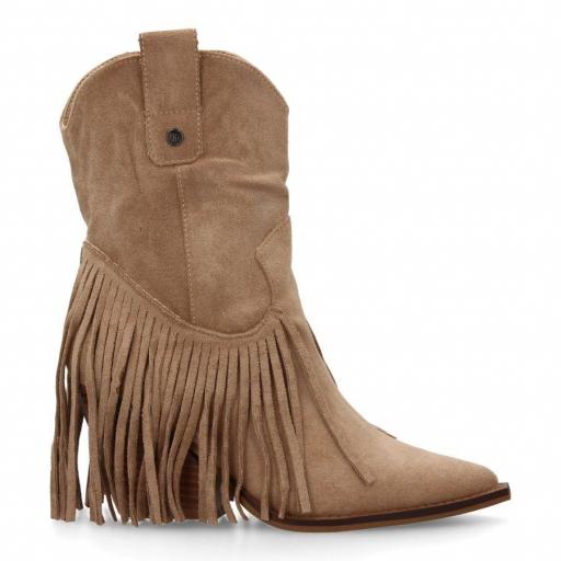 Botín mujer con flecos estilo cowboy  Asir Apricot [2]