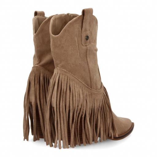Botín mujer con flecos estilo cowboy  Asir Apricot [1]