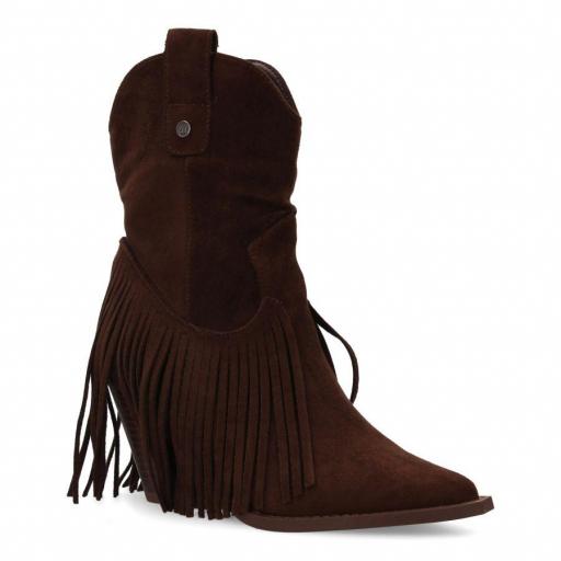 Botín mujer con flecos estilo cowboy  Asir marrón [1]