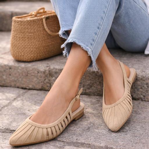 Bailarina destalonada mujer plana Marce kaki [0]