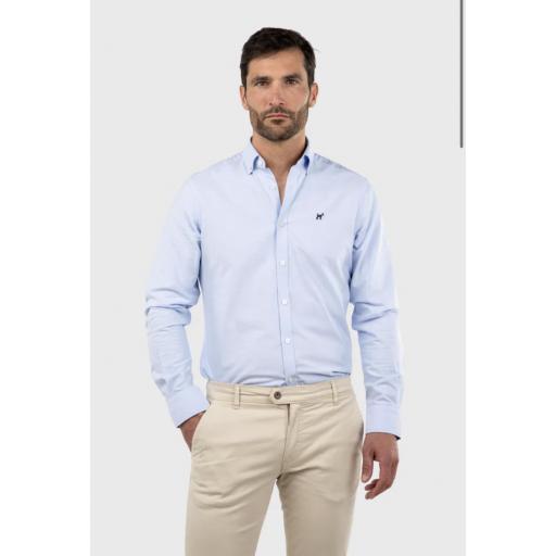 Camisa Oxford Slim Fit Celeste