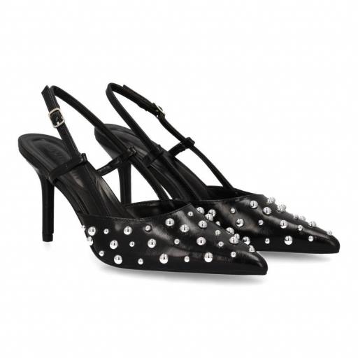 Stiletto mujer de tacón fino con detalles metálicos Negro [1]